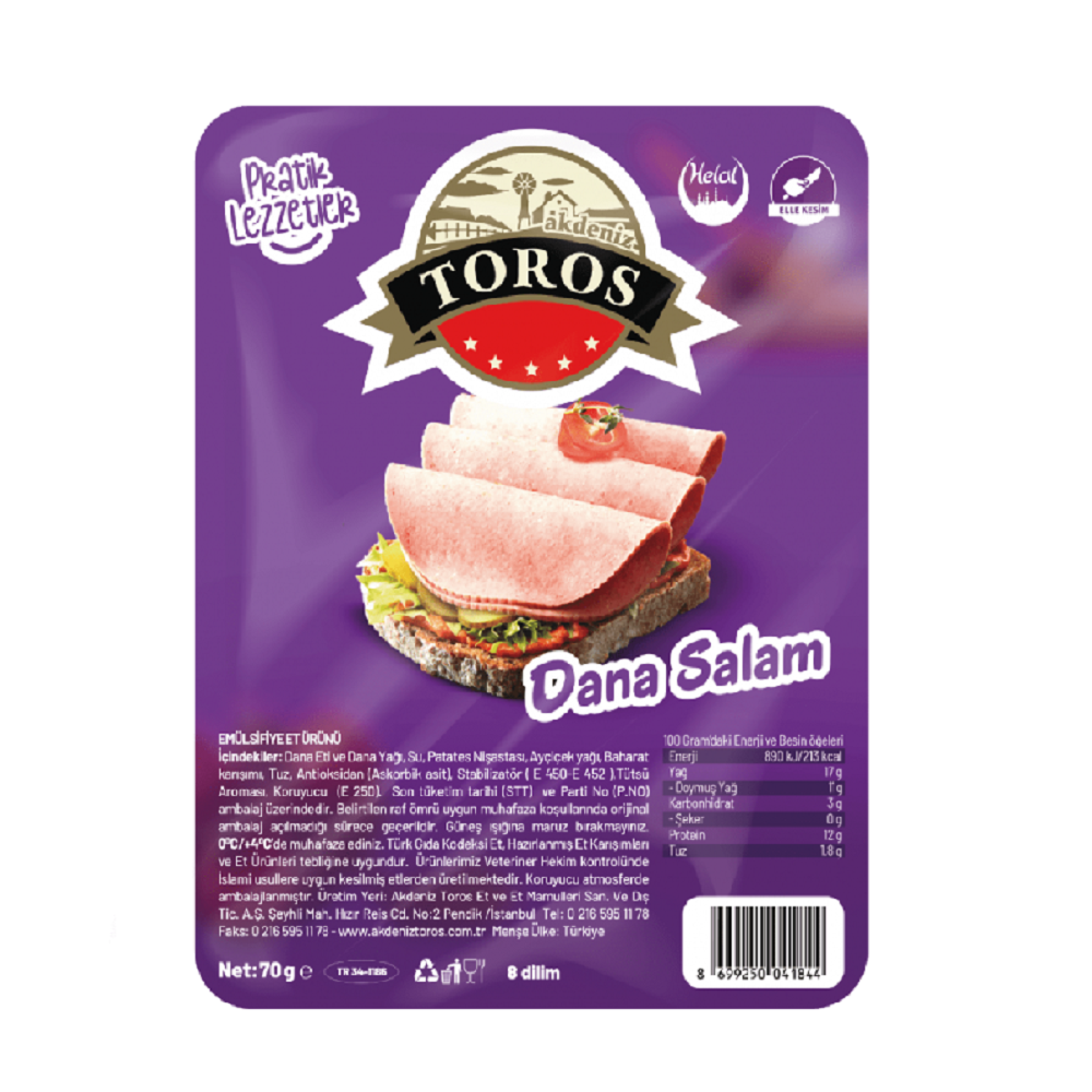 Akdeniz Toros Dilimli Dana Salam 70 Gr
