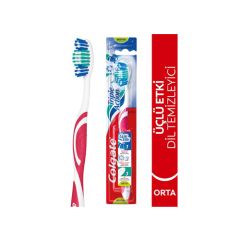 Colgate Üçlü Etki Dil Temizleyicili Arka Dişlere Uzanan Orta Diş Fırçası