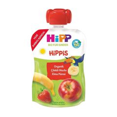 Hipp Meyve Püresi Organik Çilekli Muzlu Elmalı 100 Gr