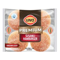 Uno Premium Ekmek Hamburger Susamlı 4'lü 340 Gr
