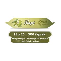 Sleepy Bebek Islak Havlusu Doğal Zeytinyağı Ve Pamuksu Lifler 12x25'li