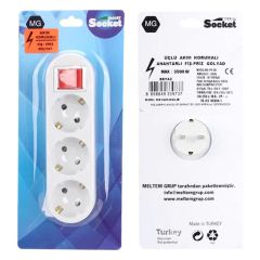 Smart Socket 3'lü Anahtarlı Fiş-Priz Akım Korumalı