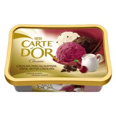 Algida Carte d'Or Classic Bitter Çikolata (Stracciatella) - Kaymak - Vişne 925 ml