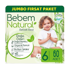 Bebem Natural Bebek Bezi 6 Beden Extra Large Ultra Fırsat Paketi 60 Adet