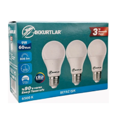 Akkurtlar Led 9w Beyaz 3'lü