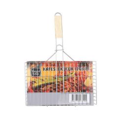Mangal Sefası Ağaç Saplı Kafesli Izgara 23x36cm