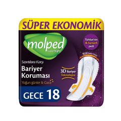 Molped Supernight Süper Gece Bariyer Korumalı Ped 18'li