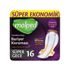 Molped Supernight Süper Gece Bariyer Korumalı Ped 16'li