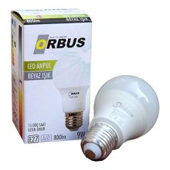 Orbus Led Ampul Beyaz Işık 9 Watt 800 lm E27