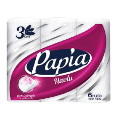 Papia Kağıt Havlu 3 Katlı İpek Özlü 6 Rulo