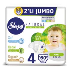 Sleepy Natural Bebek Bezi Maxi 4 Numara 60'lı