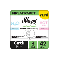 Sleepy Natural Double Soft 3 Numara Midi 42'li Bebek Bezi