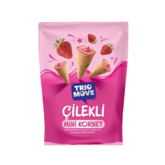 Mini Kornet - &Ccedil;ilekli Krema, &Ccedil;ilekli &Ccedil;ikolatalı