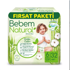 Bebem Bebek Bezi Natural Fırsat Paketi Beden:6 (15+Kg) Ekstra Large 32 Adet