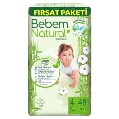 Bebem Bebek Bezi Natural Fırsat Paketi Beden:4 (7-14Kg) Maxi 48 Adet