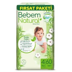 Bebem Natural Bebek Bezi Fırsat Paketi 4 Beden Maxi 60 Adet