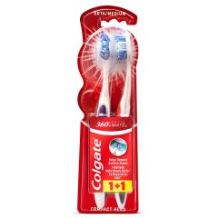 Colgate 360 Optik Beyaz Orta Beyazlatıcı Diş Fırçası 1+1