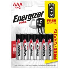 Energizer Max Alkaline AAA BP6 4+2 Pil