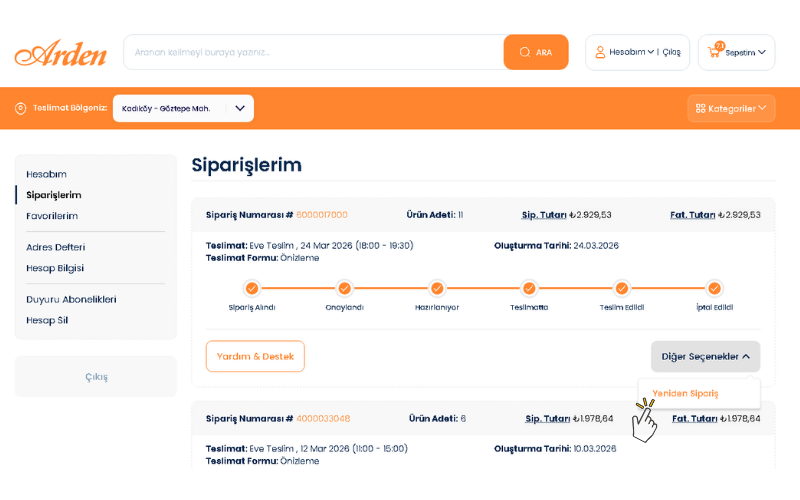 online market sipariş